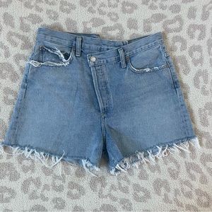 AGOLDE Criss Cross Denim Shorts (29) Light Wash